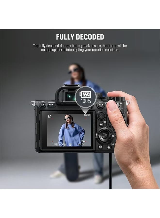 نيوير بطارية NEEWER D Tap to NP-FZ100 وهمية مع كابل لبطارية التركيب V، مصدر طاقة مستمر ومستقر لكاميرات Sony ZV-E1 A1 A7 III A7 IV A7C II R III IV V A7S III A9 II A6600 A6700 FX3 FX30، VP-FZ100 - Image 4